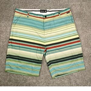 Tattoo Golf Shorts Mens 42 Green Striped Hybrid Boardshort Lightweight Chino